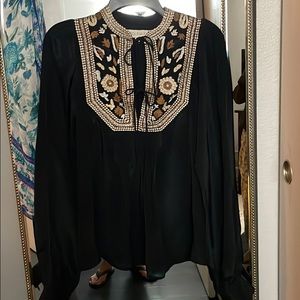 Like new vintage looking blouse. Black Satin
